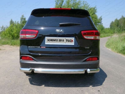 Защита задняя овальные уголки 75х42 мм ТСС для Kia Sorento Prime 2015-2017