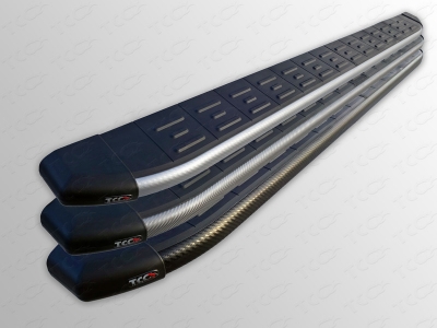 Пороги алюминиевые ТСС с накладкой серые для Lexus NX-300h 2014-2017