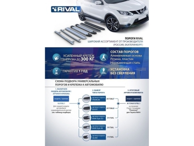 Пороги алюминиевые Rival Premium для Kia Sorento 2020-2021